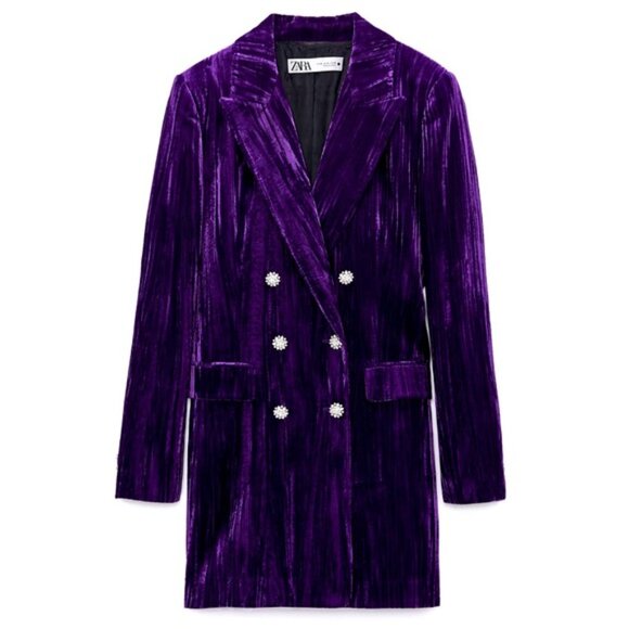 SOLD on Somewear.ca | Zara Crushed Velvet Blazer Dress (S) - Picture 4 of 8